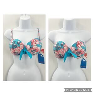 Sun & Sea Floral Tropical Bikini Top Sz 10 Adjustable straps Nwt New